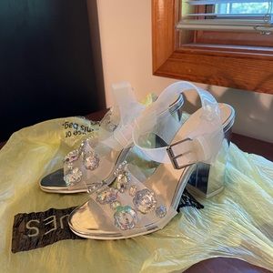 Asos Clear Heels with Flower Detailing US6